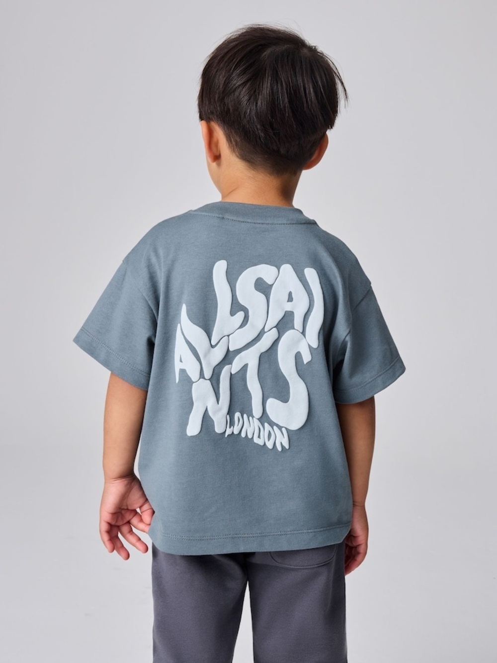 smALLSAINTS Slate Grey Orlando Logo Oversized Crew Neck T-Shirt 12 - 18 Months -